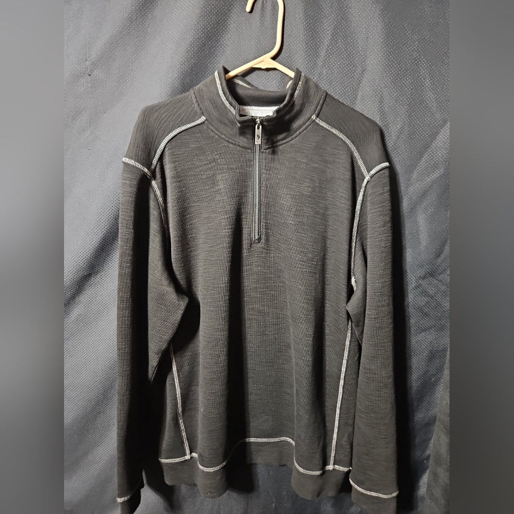 Tommy Bahama Nassau Half Zip Pullover Sweatshirt 100% Cotton Mock Neck Relaxed